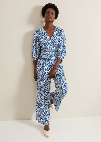 Phase Eight Amy Print V Neck Jumpsuit Multicolor Australia | RJ3124875